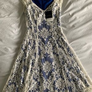 Nanette Lepore White Blue Lace Dress 0